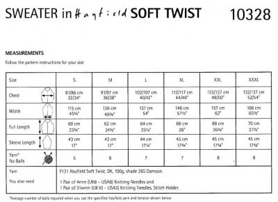 Knitting Pattern - Hayfield 10328 - Soft Twist DK - Ladies Sweater